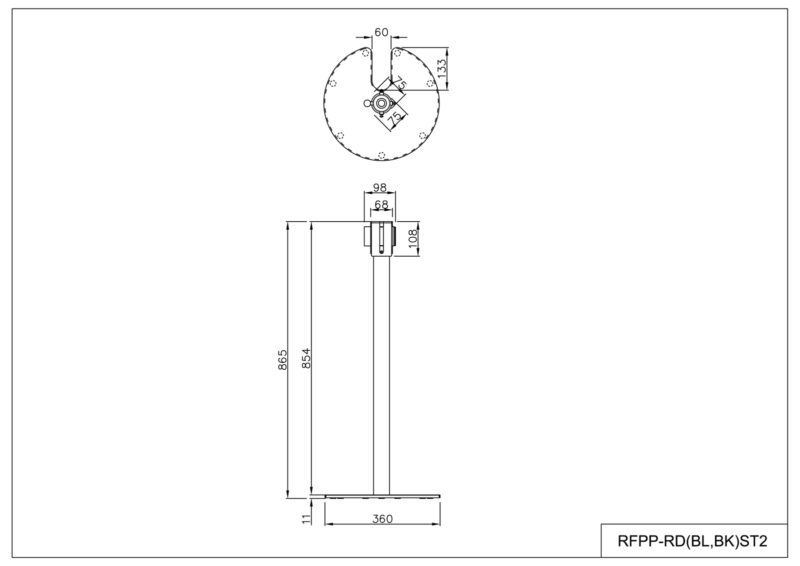【法人様限定】送料無料 ポールパーテーション SタイプⅡ ブルー（1本）RFPP-BLST2 - 画像 (5)