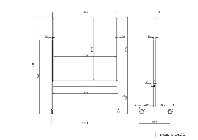 【法人様限定】送料無料　縦型ホワイトボードⅡ W1200×H1200 ホワイト - 画像 (4)
