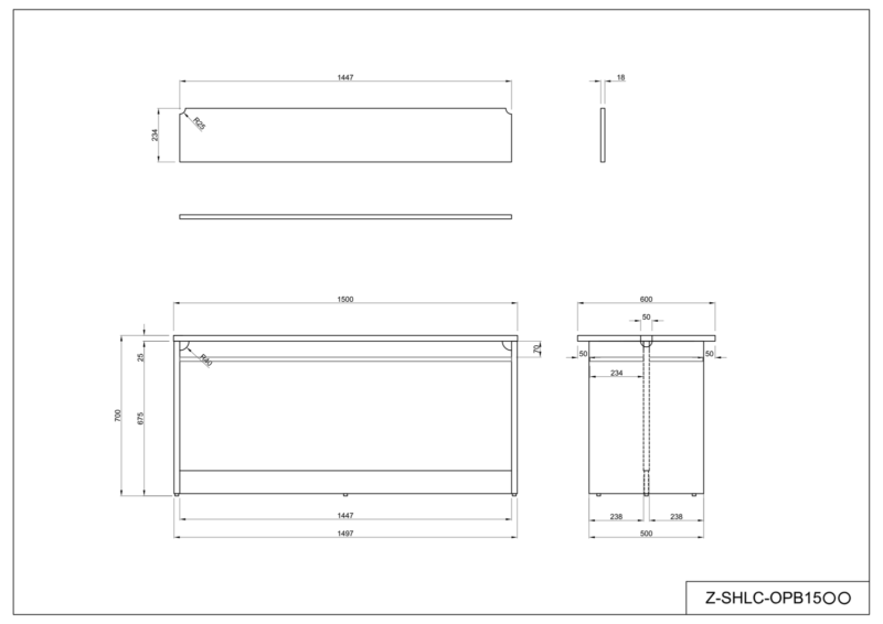【法人様限定】送料無料 ノルム ローカウンターⅡ 棚板W1500用 グレーⅡ Z-SHLC-OPB15GY2 - 画像 (3)