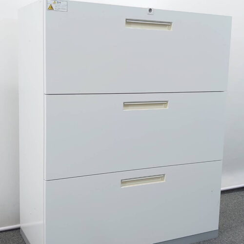 イナバ Inaba TF 11-9045 ラテラル書庫 ３段 キャビネット Cabinet スチール書庫 ラテラルキャビネット 引き出し書庫 ベース付 収納庫 本棚 書棚 オフィス収納 国産 【中古オフィス家具】【中古】