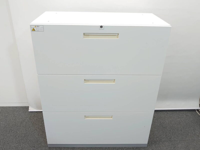 イナバ Inaba TF 11-9045 ラテラル書庫 ３段 キャビネット Cabinet スチール書庫 ラテラルキャビネット 引き出し書庫 ベース付 収納庫 本棚 書棚 オフィス収納 国産 【中古オフィス家具】【中古】 - 画像 (5)