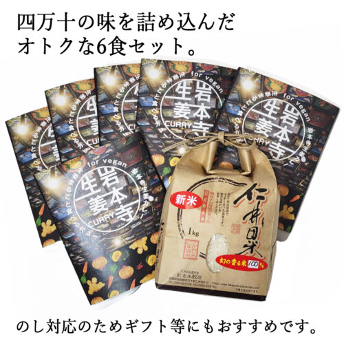 《生姜まるごと食べるカレー》 「岩本寺生姜カレー 6食分」× 仁井田米 「十和錦 1kg」 セット！ 新米 カレー レトルト curry ヴィーガン ビーガン対応 vegan お寺 贈り物 夏ギフト お中元 御中元 お取り寄せ ギフト 御礼 高知 特産 食品 プレゼント 【のし対応可】