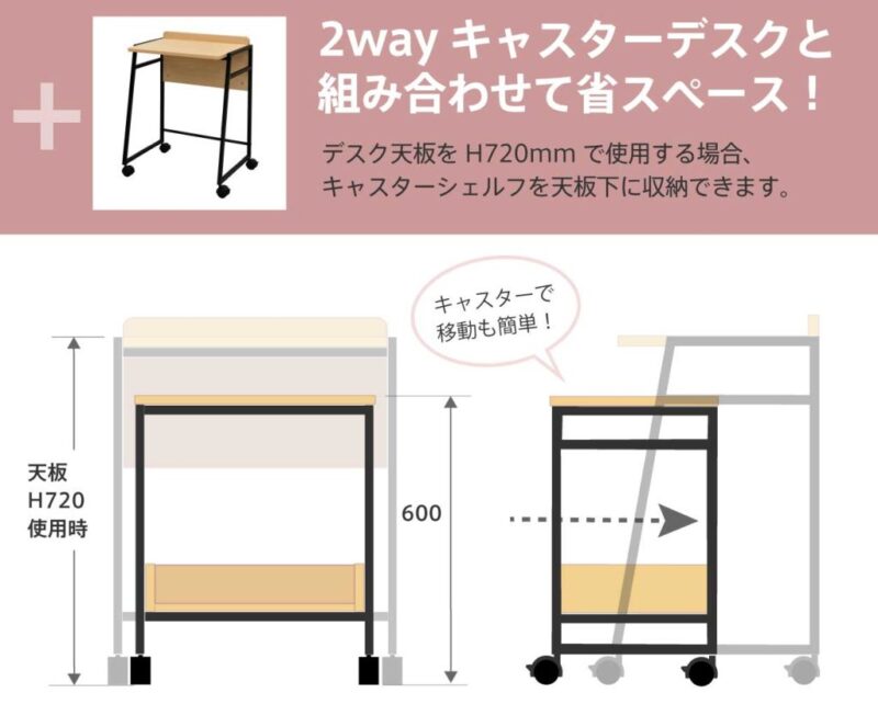 【法人様限定】送料無料 リル キャスターシェルフ ナチュラル RFWCS-5035NA - 画像 (6)