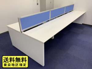 【送料無料 東京地区限定】 フリーアドレス デスクパネル付き 6人用 デスク オフィスデスク フリアド フリーアドレスデスク W3600 フリアドセット 平机 平デスク ホワイト色 ナイキ 国産 【地域限定 配送・搬入・設置費込み】 【中古オフィス家具】【中古】