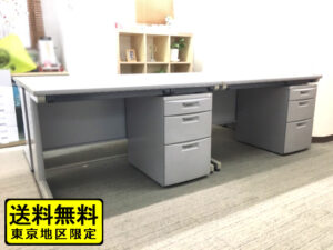 【送料無料 東京地区限定】 4人用 開業セット イトーキ CZ 片袖机 片袖デスク 事務机 オフィスデスク デスクセット 平デスク ワゴン 4台セット 事務デスク ワークデスク 平机 デスクワゴン W1200×D700×H700 グレー色 【中古オフィス家具】【中古】