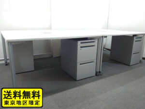 【送料無料 地域限定】 4人用 フリーアドレス デスクセット コクヨ ワークソート ワークテーブルセット W1400×2台 フリアド 平机 片袖机 可動式 オフィステーブル ミーティングテーブル 会議テーブル 多目的テーブル SDT-WS1414PAW 開業セット 国産 【中古オフィス家具】【中古】