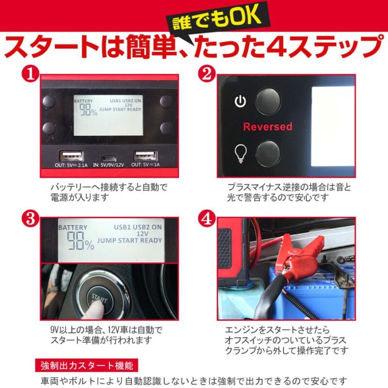 ジャンプスターター 大容量 24V 12V ITO-42000ｍAh メーカー保証1年 88ハウス USB typeC エンジンスターター 急速充電対応 安全保護機能付き 最新リチウム電池搭載 マルチファンクションタイプ - 画像 (5)