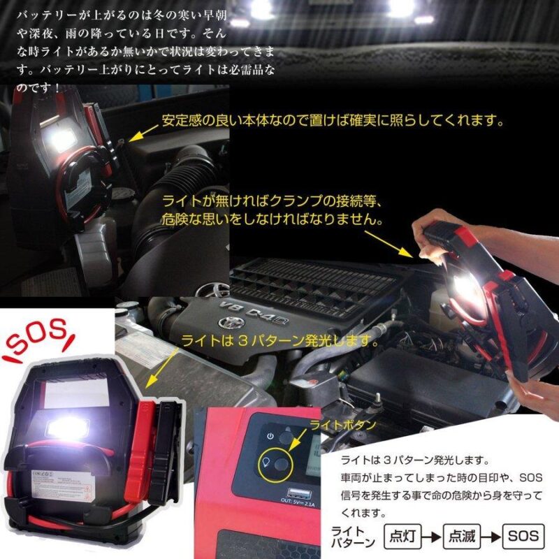 ジャンプスターター 大容量 24V 12V ITO-42000ｍAh メーカー保証1年 88ハウス USB typeC エンジンスターター 急速充電対応 安全保護機能付き 最新リチウム電池搭載 マルチファンクションタイプ - 画像 (9)