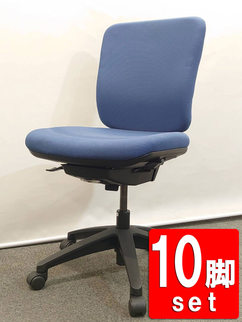 【送料無料 地域限定】【在庫50脚以上あり】10脚セット ウチダ オフィスチェア デスクチェア 事務チェア キャスターチェア 事務イス ワークチェア パソコンチェア ダークブルー色 事務椅子 事務いす オフィスチェアー 事務用チェア パソコンチェアー ワーキングチェア 内田洋行 UCHIDA MIチェア MiF-10C 国産【中古オフィス家具】【中古】