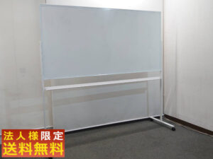【中古オフィス家具】脚付ホワイトボード PLUS ホワイトボード 片面 キャスター脚 ストッパー付 【法人限定送料無料】