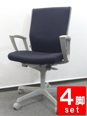 【送料無料 地域限定】4脚セット オカムラ エスクード オフィスチェア デスクチェア 事務チェア キャスターチェア 事務イス ワークチェア PCチェア 事務椅子 事務いす オフィスチェアー 事務用チェア パソコンチェア OAチェア 肘付き ESCUDO 岡村製作所 okamura C445GR FFW1【中古オフィス家具】【中古】