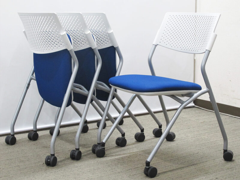 【中古オフィス家具】会議チェア ミーティングチェア 会議用チェア スタッキングチェア ミーティング用チェア ４脚セット UCHIDA 内田洋行 【送料無料 地域限定】 - 画像 (8)
