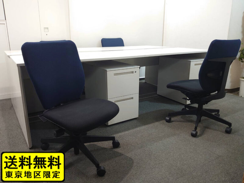 【送料無料 東京地区限定】イトーキ インターリンク イトーキ CZR フリーアドレス 大型会議テーブル ４人用 フリーアドレス デスクセット ワークテーブルセット W2400 フリアド 平机 片袖机 オフィステーブル ミーティングテーブル 会議テーブル【中古オフィス家具】【中古】