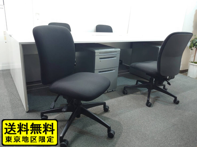 【送料無料 東京地区限定】イトーキ インターリンク オカムラ プロステージ フリーアドレス 大型会議テーブル ４人用 フリーアドレス デスクセット W2400 フリアド 平机 片袖机 オフィステーブル ミーティングテーブル 会議テーブル  ITOKI スチールケース アプトチェア【中古オフィス家具】【中古】