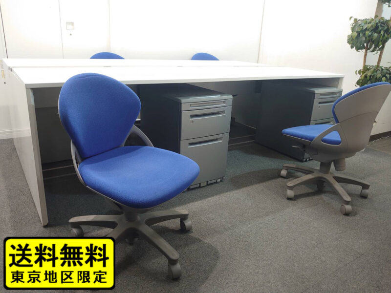 【送料無料 東京地区限定】イトーキ インターリンク オカムラ プロステージ フリーアドレス 大型会議テーブル ４人用 フリーアドレス デスクセット W2400 フリアド 平机 片袖机 オフィステーブル ミーティングテーブル 会議テーブル【中古オフィス家具】【中古】