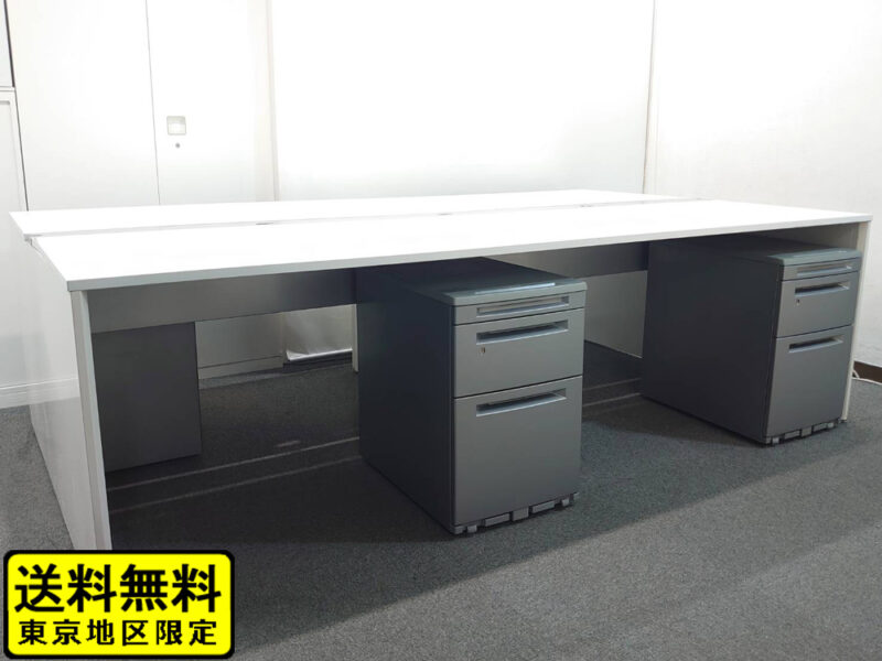 【送料無料 東京地区限定】イトーキ インターリンク オカムラ プロステージ フリーアドレス 大型会議テーブル ４人用 フリーアドレス デスクセット W2400 フリアド 平机 片袖机 オフィステーブル ミーティングテーブル 会議テーブル【中古オフィス家具】【中古】
