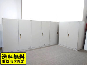 【送料無料 東京地区限定】 【12台入荷】 オカムラ42 両開き書庫 ４台セット スチール書庫 収納庫 キャビネット オフィス収納 4232ZZ Z13 カギ付き書庫 鍵付き書庫 両開きキャビネット スチールキャビネット okamura 国産【中古オフィス家具】【中古】