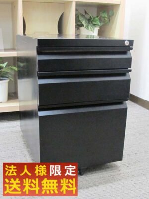 【法人限定送料無料】 ３段ワゴン サイドワゴン デスクワゴン 袖机 脇机 インサイドワゴン 机下収納ワゴン キャスターワゴン スチールワゴン【中古オフィス家具】【中古】
