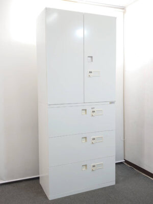 【大量入荷】【美品】オカムラ レクトライン 上下書庫 両開き書庫 ラテラル書庫 キャビネット ユニット書庫 ダイヤル錠【中古オフィス家具】【中古】