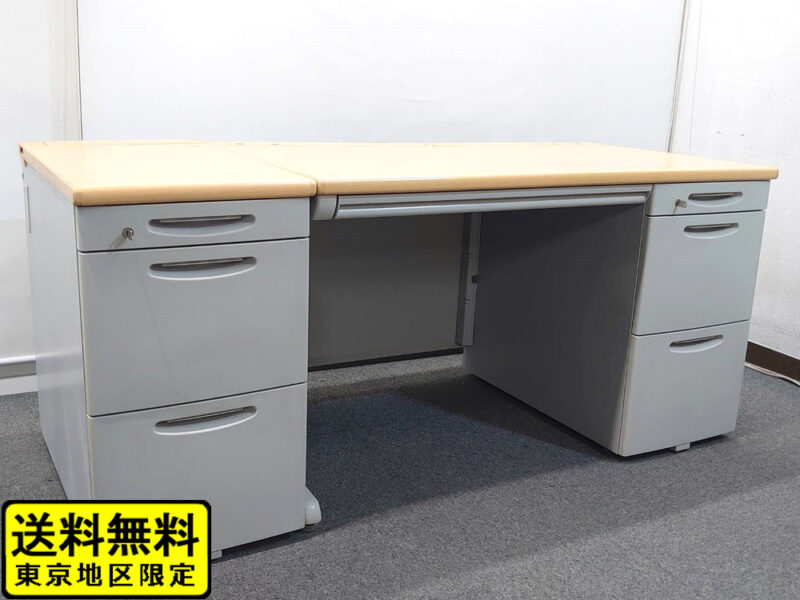 【送料無料 東京地区限定】 両袖机 オカムラ SD スチールデスク オフィスデスク 両袖デスク 役員デスク マネジメントデスク エグゼクティブデスク 脇机 袖机 3段 サイドワゴン デスクワゴン 【中古オフィス家具】【中古】
