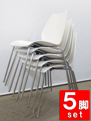 【送料無料 地域限定】 5脚セット イタリア製 Kartell MAUI カルテル マウイ ミーティングチェア 会議チェア スタッキングチェア スタックチェア 会議用チェア 会議椅子 ミーティング用チェア 会議用椅子 会議イス 多目的チェア ダイニングチェア【中古オフィス家具】【中古】