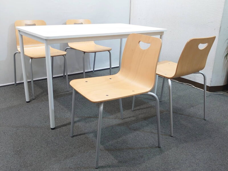 【送料無料 東京地区限定】 【美品】 ４人用 会議セット ミーティングセット オフィステーブル ミーティングテーブル 会議テーブル 会議用テーブル W1200×D700×H700 多目的テーブル 会議チェア ミーティングチェア コクヨ ビスキオ オフィス家具セット テーブルチェアセット スタッキングチェア スタックチェア 積み重ねタイプ KOKUYO SCH-B【中古オフィス家具】【中古】 - 画像 (2)