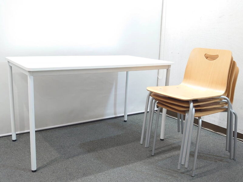 【送料無料 東京地区限定】 【美品】 ４人用 会議セット ミーティングセット オフィステーブル ミーティングテーブル 会議テーブル 会議用テーブル W1200×D700×H700 多目的テーブル 会議チェア ミーティングチェア コクヨ ビスキオ オフィス家具セット テーブルチェアセット スタッキングチェア スタックチェア 積み重ねタイプ KOKUYO SCH-B【中古オフィス家具】【中古】 - 画像 (6)