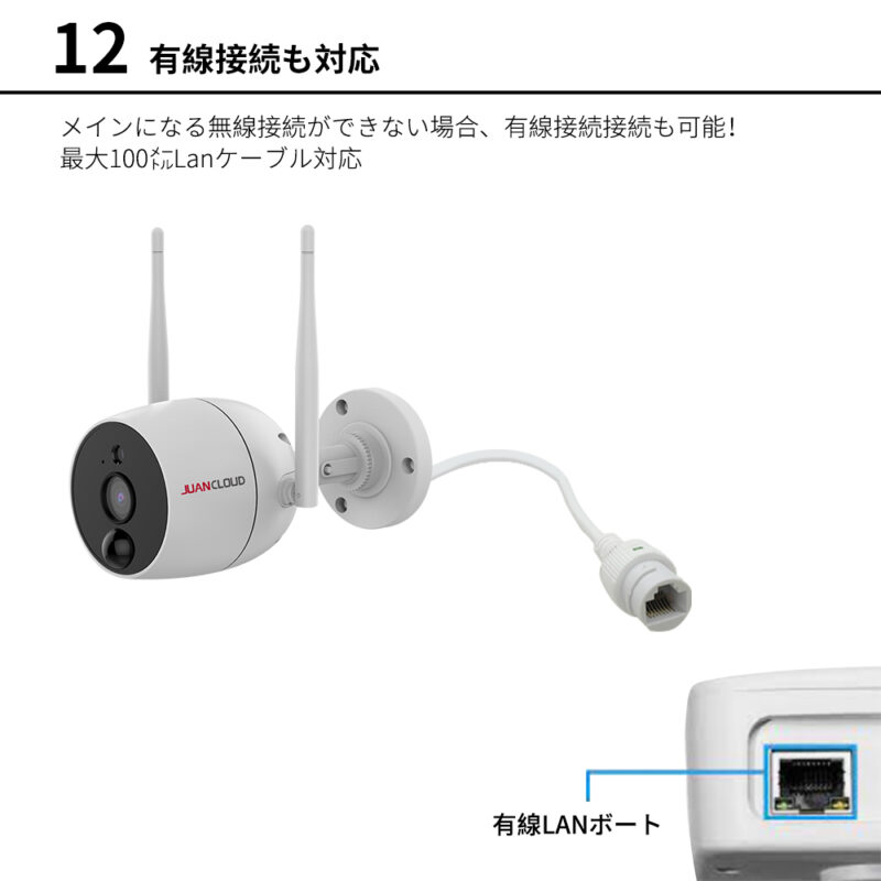 【送料無料】屋外IPカメラ ネットワークカメラ JUAN CLOUD ホームセキュリティカメラ JA-PO1031-W Wi-Fiネットワーク 水鏡 【新品】 - 画像 (13)