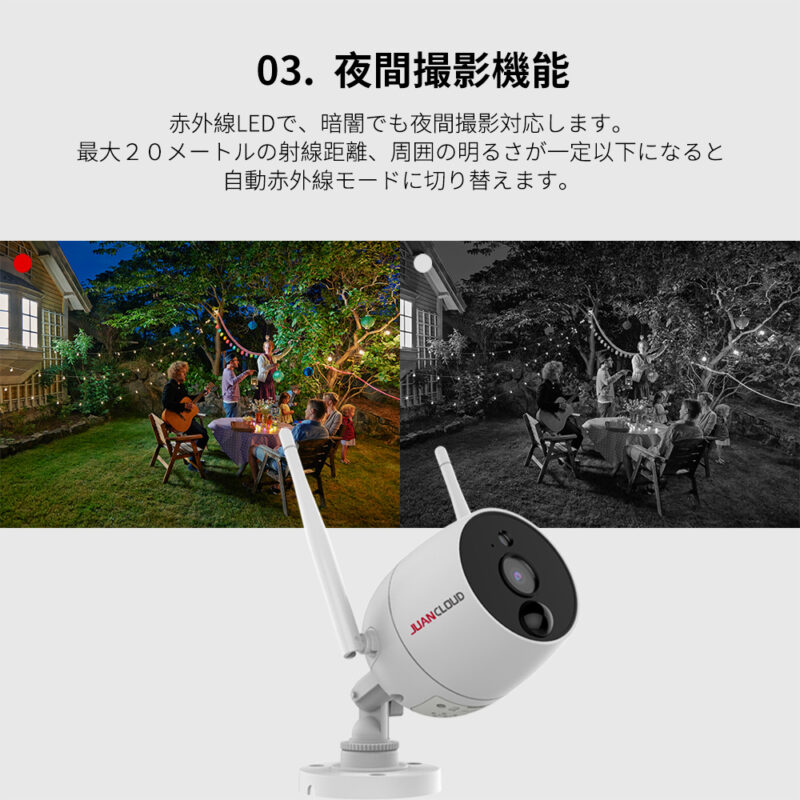 【送料無料】屋外IPカメラ ネットワークカメラ JUAN CLOUD ホームセキュリティカメラ JA-PO1031-W Wi-Fiネットワーク 水鏡 【新品】 - 画像 (5)