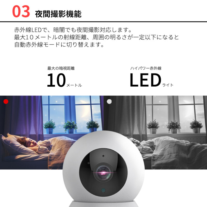 【送料無料】屋内IPカメラ ネットワークカメラ JUAN CLOUD ホームセキュリティカメラ JA-CA43 Wi-Fiネットワーク 水鏡 【新品】 - 画像 (4)
