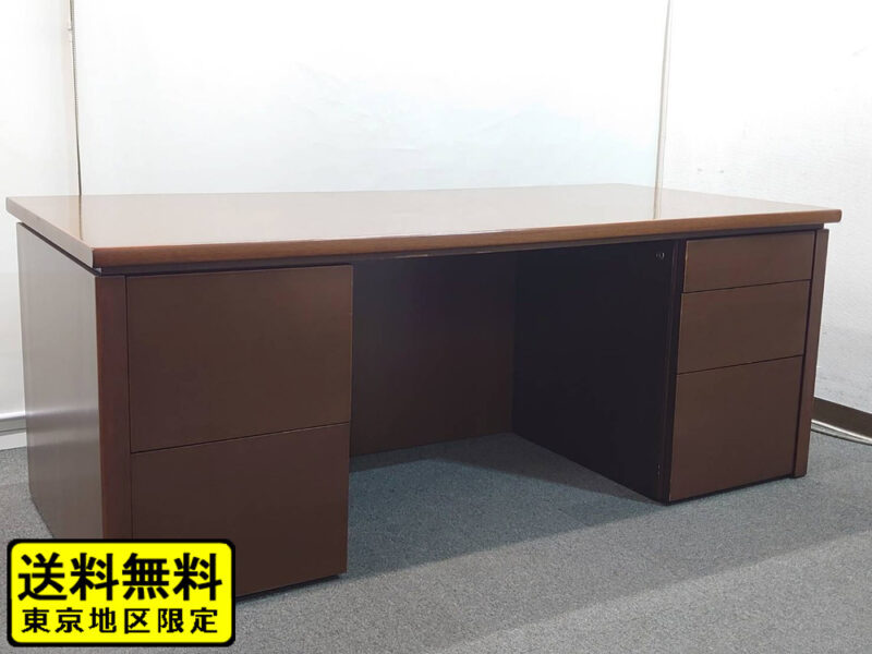 【送料無料 東京地区限定】コクヨ 220シリーズ 両袖机 両袖デスク 役員デスク 高級デスク 木製デスク 役員用デスク 役員机 社長机 役員用家具 オフィスデスク マネジメントデスク エグゼクティブデスク 社長室 役員室 【美品】【中古オフィス家具】【中古】