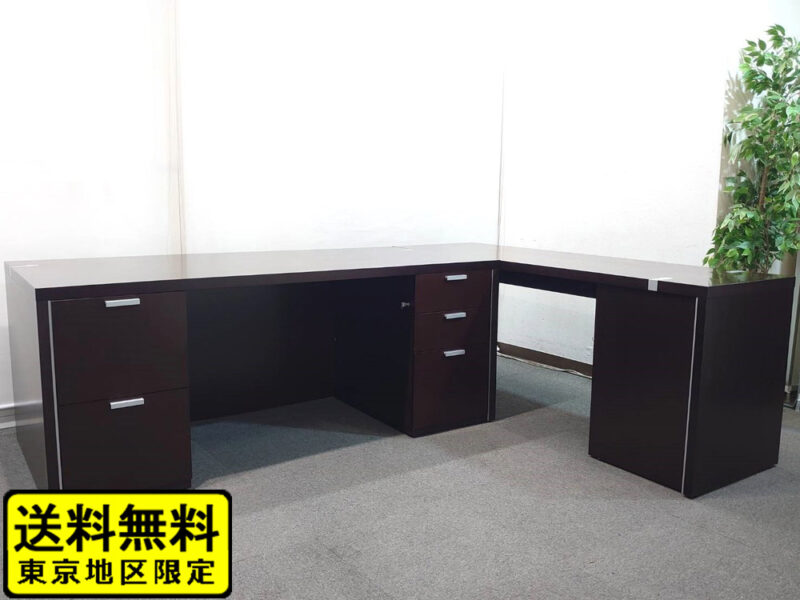 【送料無料 東京地区限定】コクヨ N650シリーズ 両袖机 両袖デスク 役員デスク 高級デスク 木製デスク 役員用デスク 役員机 社長机 役員用家具 オフィスデスク マネジメントデスク エグゼクティブデスク 社長室 役員室 KOKUYO【中古オフィス家具】【中古】