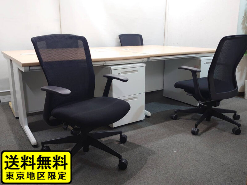 【送料無料 東京地区限定】４人用 開業セット 片袖机 片袖デスク オフィスデスク スチールデスク 事務机 事務デスク 平机 デスクワゴン サイドワゴン 2段ワゴン キャスターワゴン ４名用 オフィス家具セット 	 W1200×D700×H700 チェア ワゴン 井上金庫 デスク インサイドワゴン 机下収納ワゴン KOKUYO コクヨ iS デスクワゴン エトスチェア メュシュチェア 国産【中古オフィス家具】【中古】