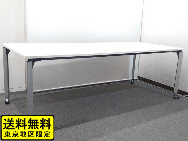 【送料無料 東京地区限定】【美品】イトーキ 大型会議テーブル DEシリーズ フリーアドレス ワークテーブル ミーティングテーブル 会議テーブル ITOKI  W2100×D900×H700 大型テーブル オフィステーブル OAテーブル 会議机 フリアド ワークデスク 角型 キャスター付き ITOKI DDEP-219F-W9 国産 -00828【中古オフィス家具】【中古】