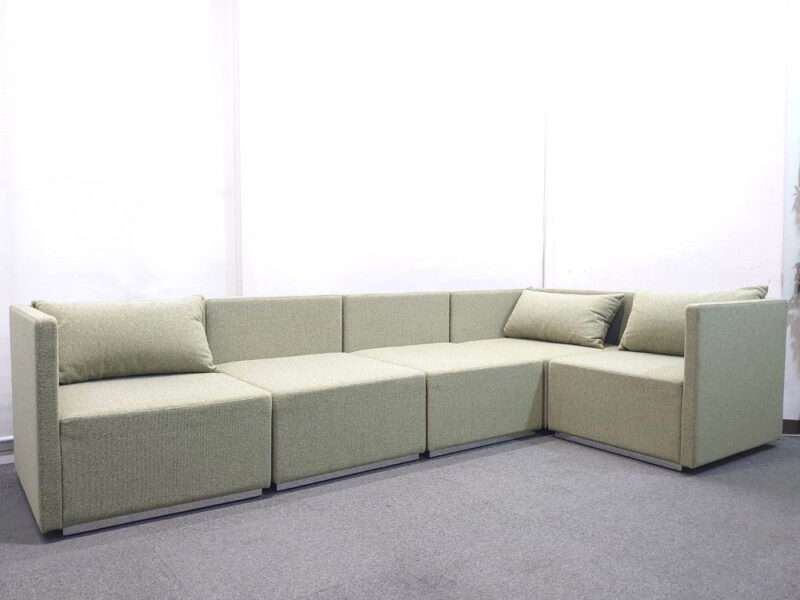 【送料無料 東京地区限定】 応接セット ６点セット 応接家具 １人掛けソファ コーナーソファ ローテーブル ガラステーブル ロビーソファ ソファセット ソファ 役員室 会議室 応接室 応接ソファ【中古オフィス家具】【中古】 - 画像 (4)