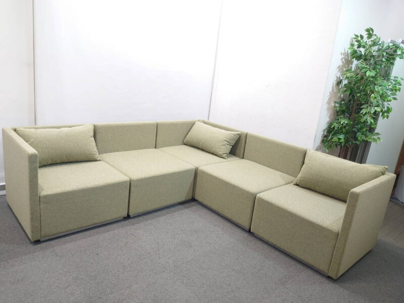 【送料無料 東京地区限定】 応接セット ６点セット 応接家具 １人掛けソファ コーナーソファ ローテーブル ガラステーブル ロビーソファ ソファセット ソファ 役員室 会議室 応接室 応接ソファ【中古オフィス家具】【中古】 - 画像 (5)