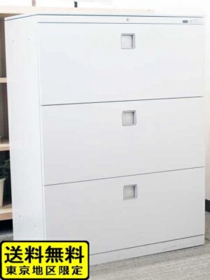 【東京地区限定 送料無料】ラテラル書庫 オカムラ レクトライン 3段 キャビネット スチール書庫 収納庫 本棚 書棚 okamura 岡村製作所 カギ付き書庫 鍵付き書庫コンパクト 省スペース W900 D400 ホワイト色 スチールキャビネット 書庫 ラテラルキャビネット 国産 4HG3ZC ZA75【中古オフィス家具】【中古】