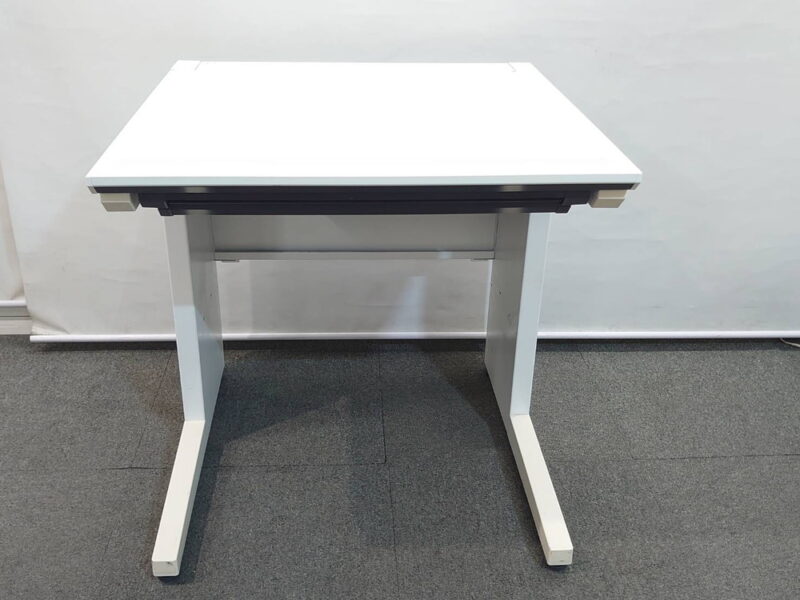 平机 幅70cm コクヨ iSシリーズ W700 D700 角型 デスク 机 １人用デスク コンパクトデスク プリンター台 延長デスク 脇机 スチールデスク 引き出し付き 平デスク ホワイト SDT-IS77PAW 国産 【中古オフィス家具】【中古】 - 画像 (7)