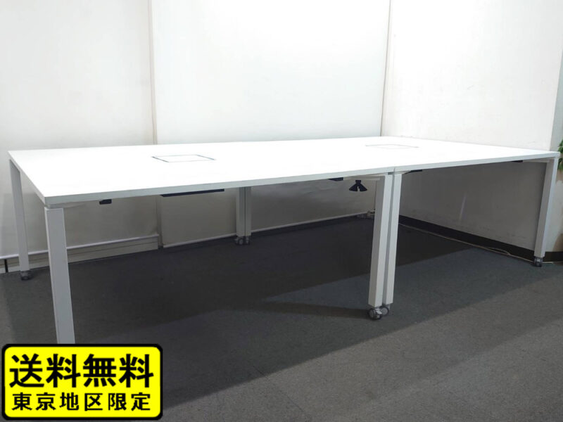 【送料無料 東京地区限定】 フリーアドレス 大型会議テーブル コクヨ ワークフィット KOKUYO ワークデスク スタンダードテーブル フリーアドレスデスク オフィスデスク ワークテーブル キャスター脚 平机 国産【中古オフィス家具】【中古】