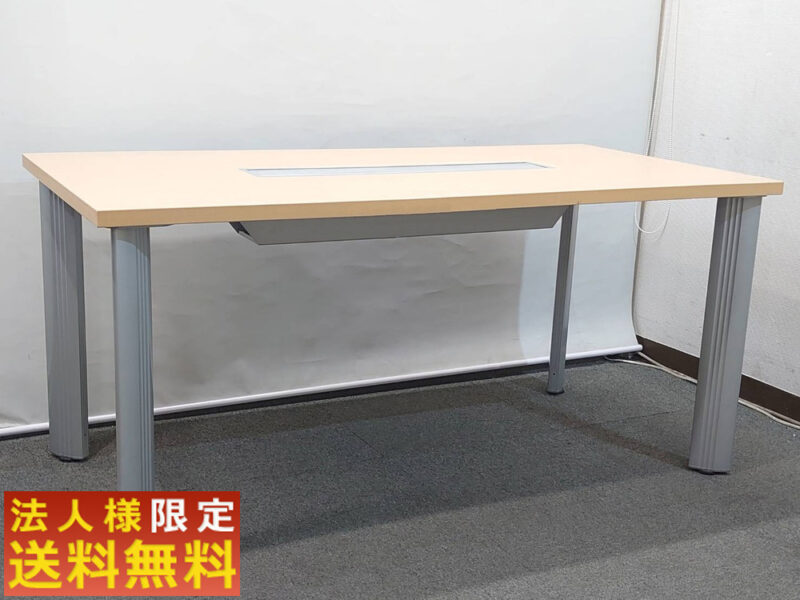 【法人限定送料無料】会議テーブル プラス ミーティングテーブル 会議用テーブル PLUS 長机 長テーブル W1500×D750×H700 木目ナチュラル 配線カバー付き ミーティング用テーブル テーブル 会議机 打ち合わせ用 講義用 催事用 塾 セミナー 多目的 HL-T15PR 国産【中古オフィス家具】【中古】