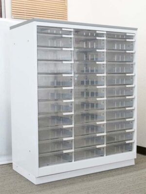 【美品】レターケース プラスチックキャビネット 3列11段 B4 コンビ型 システムトレーキャビネット 書類整理庫 キャビネット 保管庫 整理棚 トレーユニットシステム 【中古オフィス家具】【中古】