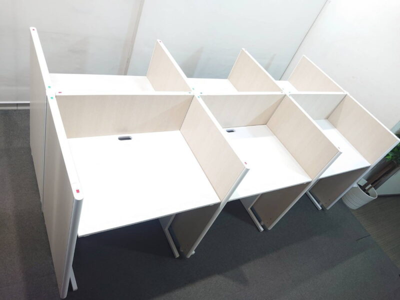 パネルデスクセット 6人用 パーソナルブース 平机・チェア付【中古】 - 画像 (6)