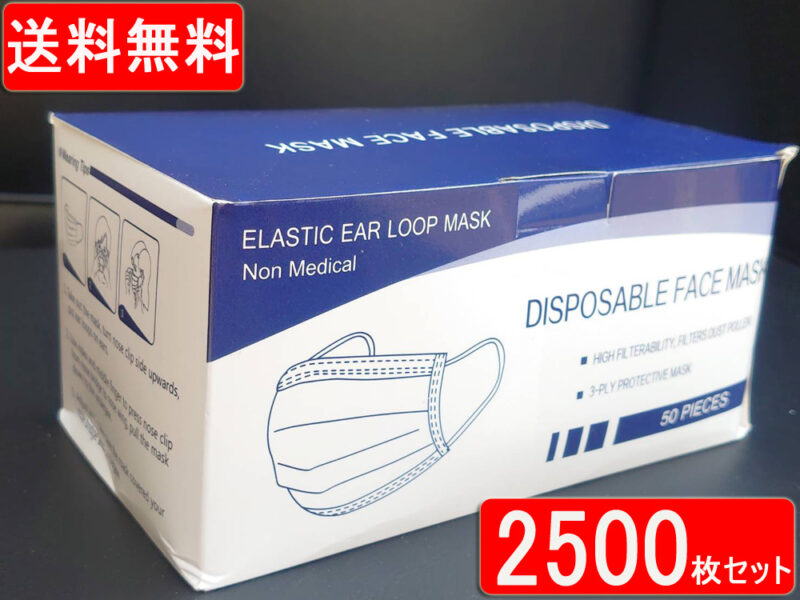 不織布マスク 2500枚入り 三層構造 ふつうサイズ 使い捨て【新品】