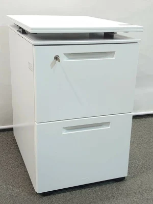 コクヨ 昇降式2段ワゴン ホワイト カギ付き W410 国産キャスター付