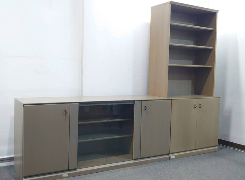 木製 キャビネット ローボード 2点セット 収納家具 木製家具 中古キャビネット 書庫 収納棚 【中古】 - 画像 (2)