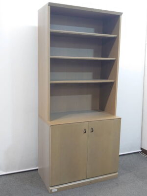 木製キャビネット 書庫 書棚 本棚 ライトブラウン 幅800×高さ1800