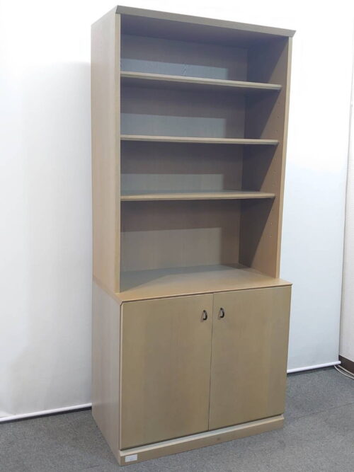 木製キャビネット 書庫 書棚 本棚 ライトブラウン 幅800×高さ1800