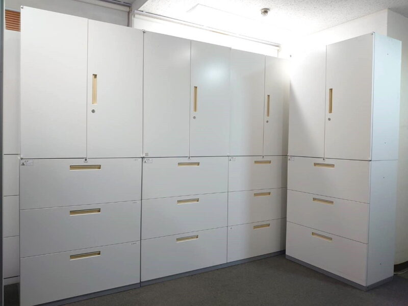 イナバ リベスト 上下書庫 ユニット書庫 スチール書庫 4台セット【中古】 - 画像 (2)