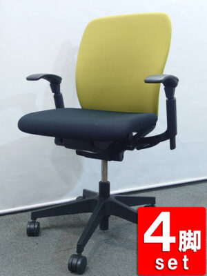 イトーキ フルゴ オフィスチェア 4脚セット 肘付き モスグリーン 中古