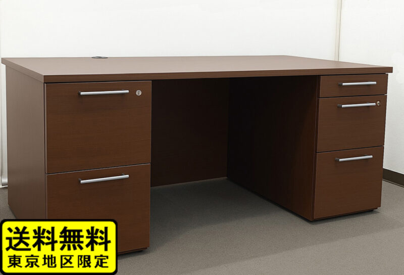 ナイキ 両袖デスク 木製 高級役員デスク 幅1600×奥行800 カギ付き エグゼクティブデスク